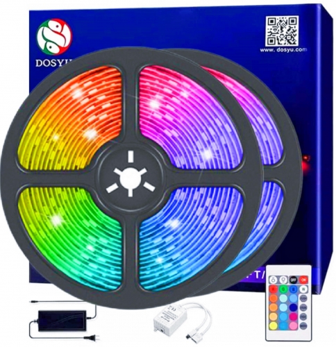 DOSYU 10M/32.8FT Strip Light, 3528 RGB LED Strip Light with Remote Control for TV, Party, Home, DIY, Christmas & Halloween Decorating