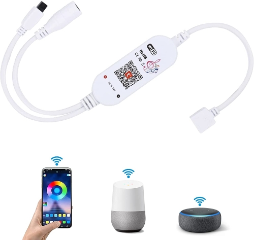 DOSYU RGBW LED Strip Control Adapter, WiFi LED Controller, IR Remote Control Dimmable 4 Pin LED Strip Light 5050 3528 2835 LED Light