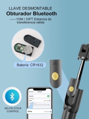DOSYU Selfie Stick with Remote Control Mobile Phone Tripod 360° Rotation Expandable Selfie Stick Bluetooth (with Mirror)