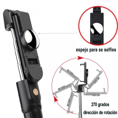 DOSYU Selfie Stick with Remote Control Mobile Phone Tripod 360° Rotation Expandable Selfie Stick Bluetooth (with Mirror)