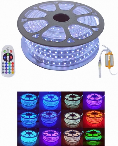 DOSYU 5050 LED Strip Light 25M, IP65 Waterproof Cuttable Decorative Strip Light with Remote Control for Home/Building/Christmas Light Decorating
