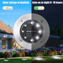 DOSYU Solar Floor Light, 12 Pieces Pack of 8 LED Solar Light Outdoor Waterproof Landscape Lighting