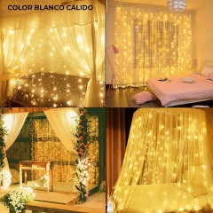 DOSYU LED Curtain Light with Hook, 3Mx3M 300LEDS with Remote Control 8 Modes, IP65 Waterproof, Bedroom, Patio, Party, Christmas