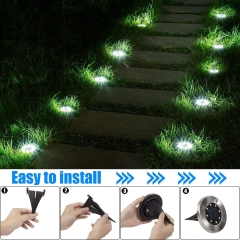 DOSYU Solar Floor Light, 12 Pieces Pack of 8 LED Solar Light Outdoor Waterproof Landscape Lighting