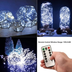 DOSYU LED Decorative Strip Light, 2 x 10m 100LED Waterproof Lighting, 8 Modes with Remote Control, Christmas, Interior and Exterior Decoration