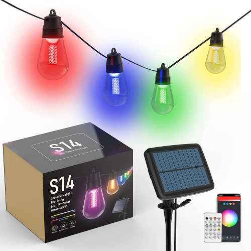 DOSYU S14 Solar Light String, 13m/30 Bulbs, IP65 Waterproof, APP Remote Control, LED Christmas Decoration