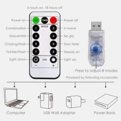 DOSYU LED Decorative Strip Light, 2 x 10m 100LED Waterproof Lighting, 8 Modes with Remote Control, Christmas, Interior and Exterior Decoration
