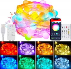 DOSYU Christmas Series, Christmas Decorative Light 10m with USB Control/Remote IR Ball Light RGBIC 66 LED Light, Bluetooth Control
