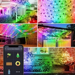 DOSYU Christmas Series, Christmas Decorative Light 10m with USB Control/Remote IR Ball Light RGBIC 66 LED Light, Bluetooth Control