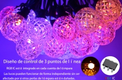 DOSYU 10M 50LED G40 Spherical Crystal String with IP65 Waterproof for Christmas Decoration, Porch, Garden, Swimming Pool, Party，Campsite (Adapter Bluetooth)