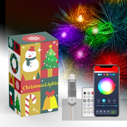 DOSYU 2M 20LED Christmas Light Pendant Decoration, 24 Key Remote Control, Suitable for Festival, Birthday Party, Christmas (Bells & Santa Claus)