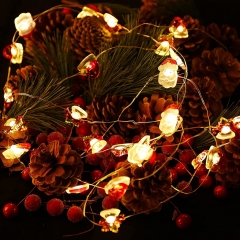 DOSYU 2M 20LED Christmas Light Pendant Decoration, 24 Key Remote Control, Suitable for Festival, Birthday Party, Christmas (Bells & Santa Claus)